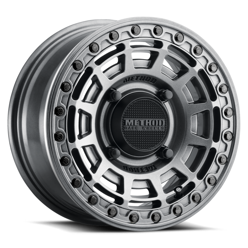 Method MR415 Beadlock 15x7 / 5+2/38mm Offset / 5x4.5 / 76 CB Graphite Wheel - Gloss Graphite Ring Method Wheels Wheels - Cast  AXOPROS