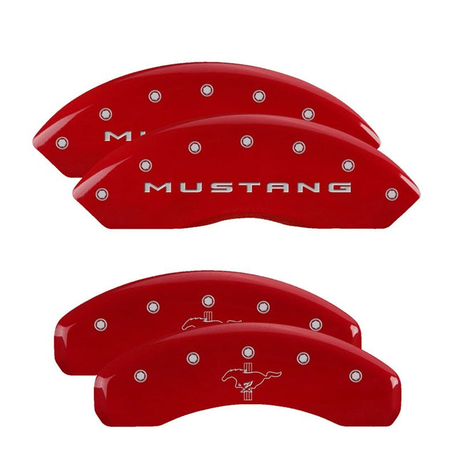MGP 4 Caliper Covers Engraved Front 2015/Mustang Engraved Rear 2015/Bar & Pony Red finish silver ch MGP Caliper Covers  AXOPROS