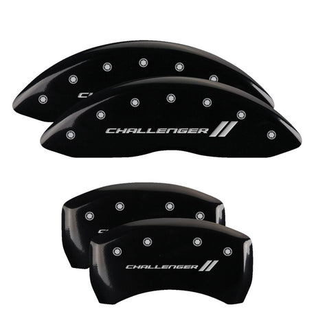 MGP 4 Caliper Covers Engraved Front & Rear With stripes/Challenger Black finish silver ch MGP Caliper Covers  AXOPROS