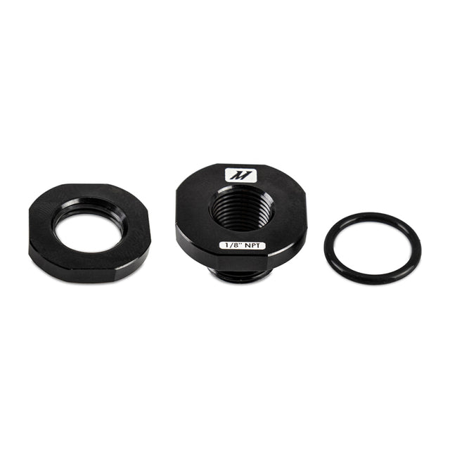 Mishimoto 1/8in NPT CNC-Machined Nozzle Mount Adapter - Black Mishimoto Fittings  AXOPROS