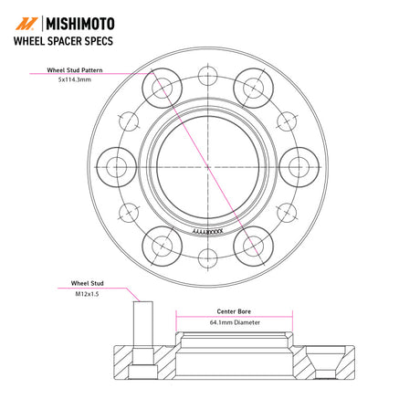 Mishimoto 5X114.3 20MM Wheel Spacers - Black Mishimoto Wheel Spacers & Adapters  AXOPROS