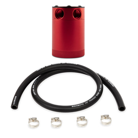 Mishimoto Compact Baffled Oil Catch Can - 2-Port - Red Mishimoto Oil Catch Cans  AXOPROS
