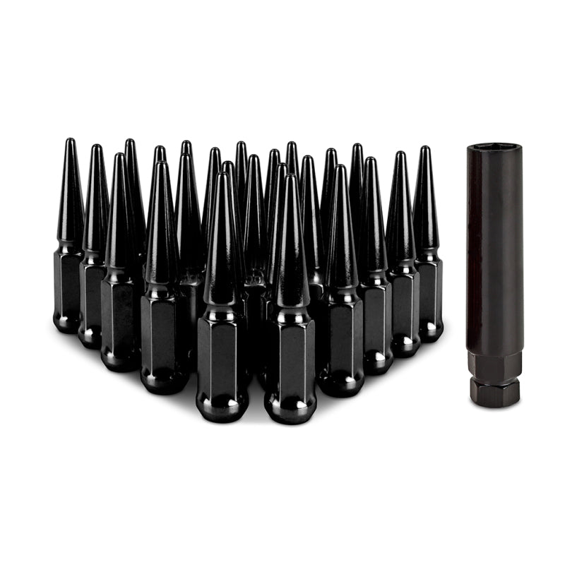 Mishimoto Mishimoto Steel Spiked Lug Nuts M14 x 1.5 24pc Set Black Mishimoto Lug Nuts  AXOPROS