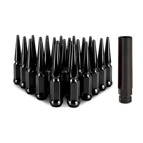 Mishimoto Mishimoto Steel Spiked Lug Nuts M14 x 1.5 24pc Set Black Mishimoto Lug Nuts  AXOPROS