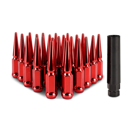 Mishimoto Mishimoto Steel Spiked Lug Nuts M14 x 1.5 24pc Set Red Mishimoto Lug Nuts  AXOPROS