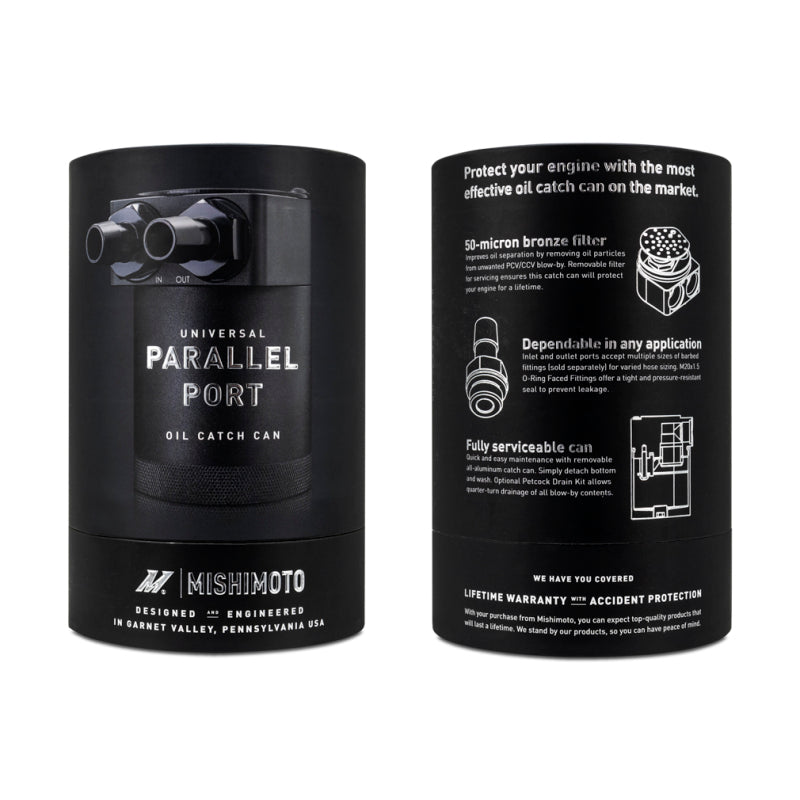 Mishimoto Parallel Port Universal Baffled Oil Catch Can Mishimoto Oil Catch Cans  AXOPROS