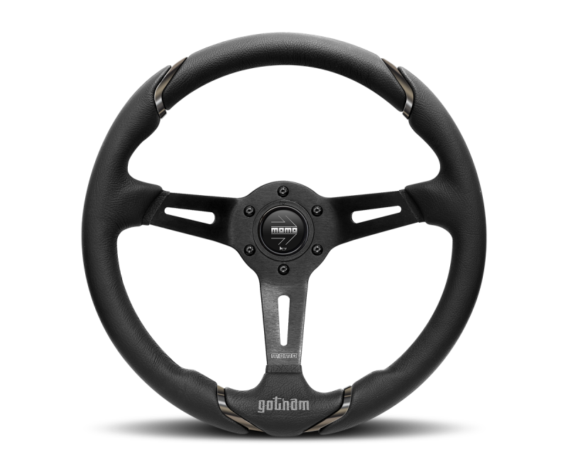 Momo Gotham Steering Wheel 350 mm - Black Leather/Black Spokes MOMO Steering Wheels  AXOPROS