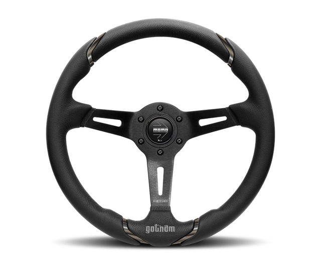Momo Gotham Steering Wheel 350 mm - Black Leather/Black Spokes MOMO Steering Wheels  AXOPROS