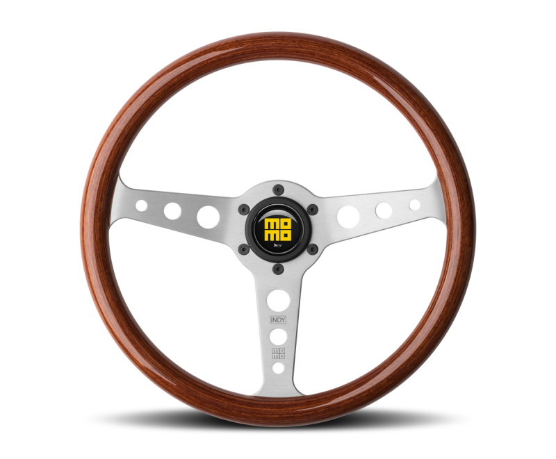 Momo Indy Steering Wheel 350 mm - Magoany Wood/Brshd Spokes MOMO Steering Wheels  AXOPROS