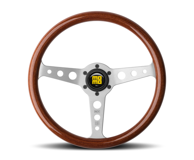 Momo Indy Steering Wheel 350 mm - Magoany Wood/Brshd Spokes MOMO Steering Wheels  AXOPROS