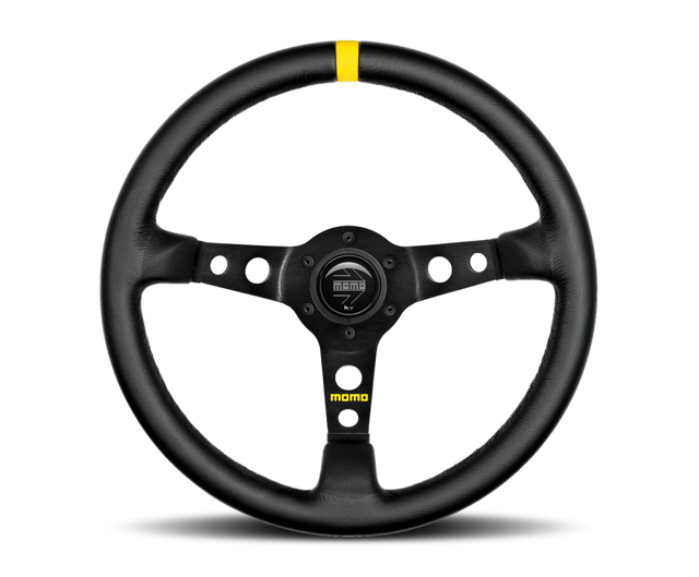 Momo MOD07 Steering Wheel 350 mm -  Black Leather/Black Spokes/1 Stripe MOMO Steering Wheels  AXOPROS
