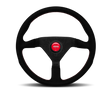 Momo Montecarlo Alcantara Steering Wheel 350 mm - Black/Red Stitch/Black Spokes MOMO Steering Wheels  AXOPROS