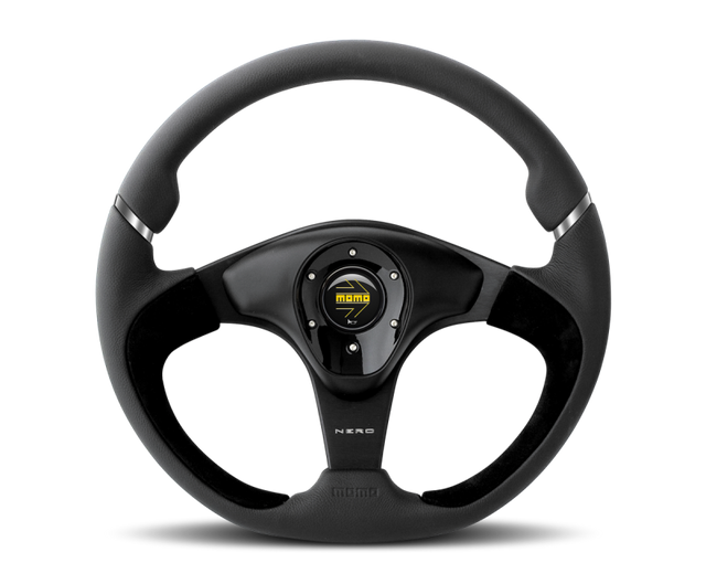 Momo Nero Steering Wheel 350 mm - Black Leather/Suede/Black Spokes MOMO Steering Wheels  AXOPROS
