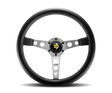 Momo Prototipo Steering Wheel 350 mm - Black Leather/Wht Stitch/Brshd Spokes MOMO Steering Wheels  AXOPROS