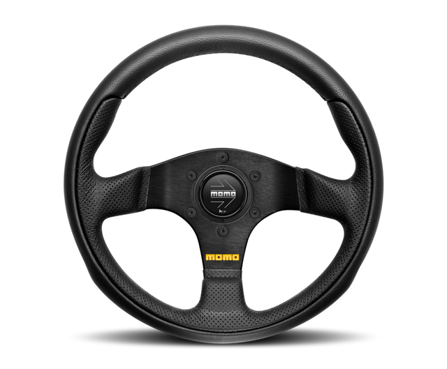 Momo Team Steering Wheel 300 mm - 4 Black Leather/Black Spokes MOMO Steering Wheels  AXOPROS