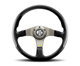 Momo Tuner Steering Wheel 350 mm - Black Leather/Red Stitch/Black Spokes MOMO Steering Wheels  AXOPROS