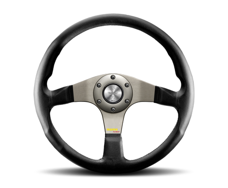 Momo Tuner Steering Wheel 350 mm - Black Leather/Red Stitch/Black Spokes MOMO Steering Wheels  AXOPROS