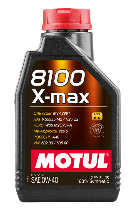 Motul 1L Synthetic Engine Oil 8100 0W40 X-MAX - Porsche A40 Motul Motor Oils  AXOPROS