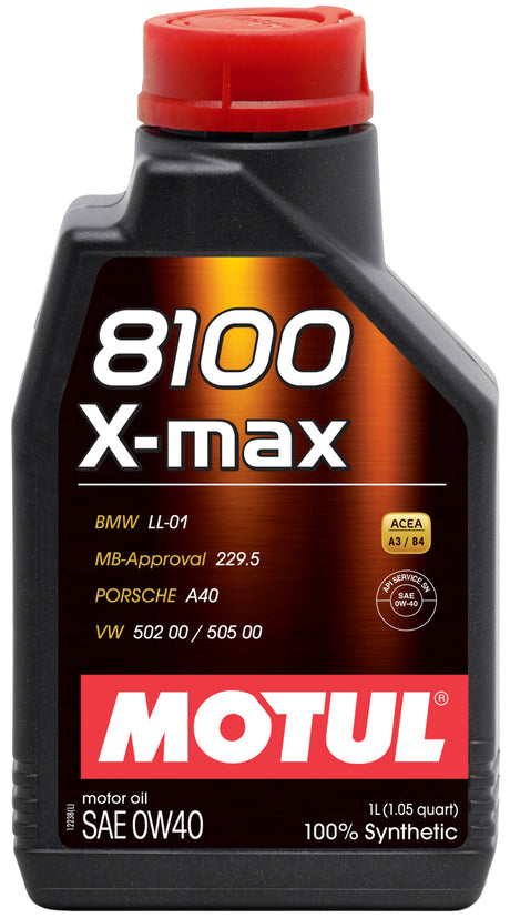 Motul 1L Synthetic Engine Oil 8100 0W40 X-MAX - Porsche A40 Motul Motor Oils  AXOPROS