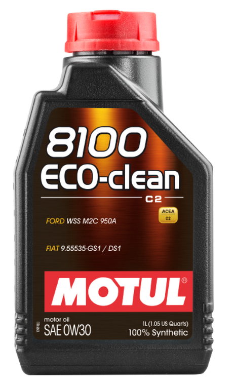 Motul 1L Synthetic Engine Oil 8100 Eco-Clean 0W30 12X1L - C2/API SM/ST.JLR 03.5007 - 1L Motul Motor Oils  AXOPROS