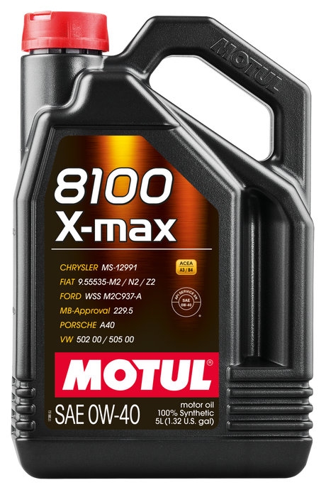 Motul 5L Synthetic Engine Oil 8100 0W40 X-MAX - Porsche A40 Motul Motor Oils  AXOPROS