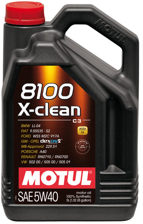 Motul 5L Synthetic Engine Oil 8100 5W40 X-CLEAN C3 -505 01-502 00-505 00-LL04 Motul Motor Oils  AXOPROS