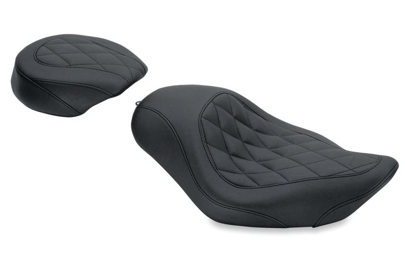Mustang 04-21 Harley Sportster Wide Tripper Solo Seat Diamond Stitch - Black Mustang Motorcycle Solo Motorcycle Seats  AXOPROS