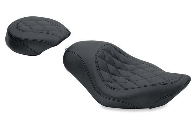 Mustang 04-21 Harley Sportster Wide Tripper Solo Seat Diamond Stitch - Black Mustang Motorcycle Solo Motorcycle Seats  AXOPROS