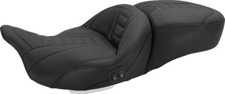 Mustang 08-21 Harley Electra Glide, Rd Glide, Rd King, Str Glide Heated 1PC Seat Deluxe-Black Mustang Motorcycle One-Piece Motorcycle Seats  AXOPROS