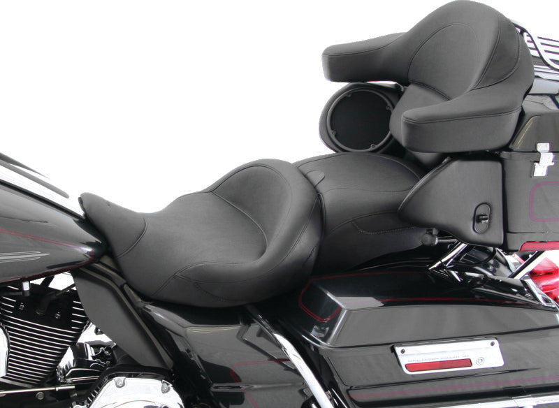 Mustang 08-21 Harley Electra Glide, Rd Glide, Rd King, Str Glide Super Touring 1PC Seat - Black Mustang Motorcycle One-Piece Motorcycle Seats  AXOPROS