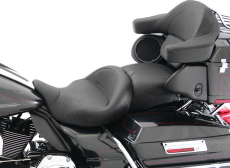 Mustang 08-21 Harley Electra Glide, Rd Glide, Rd King, Str Glide Super Touring 1PC Seat - Black Mustang Motorcycle One-Piece Motorcycle Seats  AXOPROS