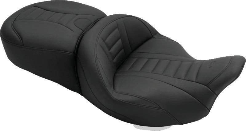 Mustang 08-21 Harley Electra Glide, Rd Glide, Rd King, Str Glide Touring 1PC Seat Deluxe - Black Mustang Motorcycle One-Piece Motorcycle Seats  AXOPROS