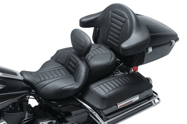 Mustang 08-21 Harley Electra Glide Std, Rd Glide ,Rd King, Str Glide Driver Backrest Deluxe - Black Mustang Motorcycle Backrests  AXOPROS