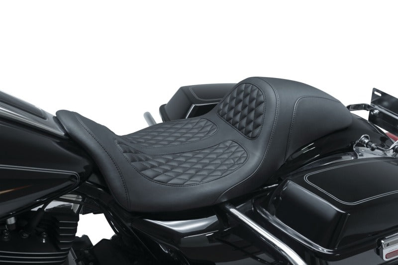 Mustang 08-21 Harley Electra Glide,Rd Glide,Rd King ,Str Glide Hightail Fastback 1PC Seat - Black Mustang Motorcycle One-Piece Motorcycle Seats  AXOPROS