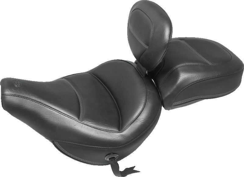Mustang 18-21 Harley Heritage Classic Standard Deluxe Touring Solo Seat w/Driver Backrest - Black Mustang Motorcycle Solo Motorcycle Seats  AXOPROS