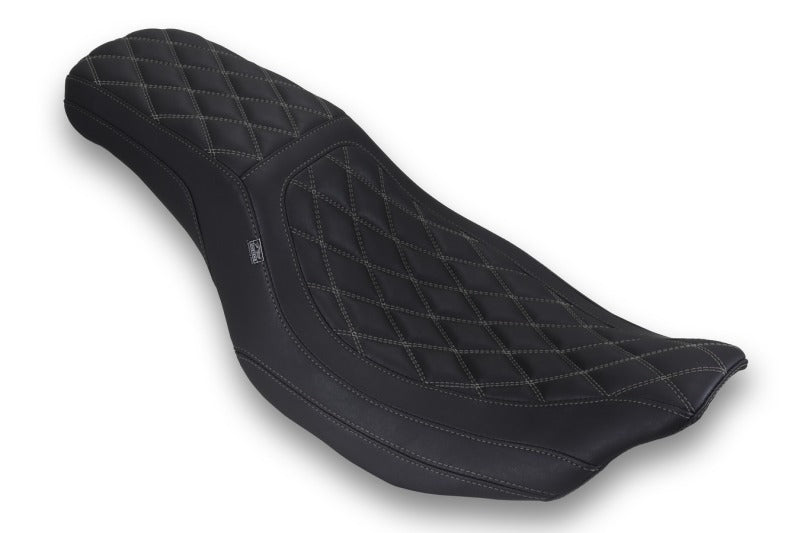 Mustang 23-25 HD Dble Diamond Low Squareback CVO Road Glide (ST), Rd Glide and Str Glide Black/GM Mustang Motorcycle Passenger Motorcycle Seats  AXOPROS