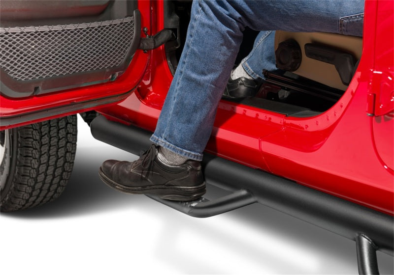 N-Fab Nerf Step 2018 Jeep Wrangler JL SUV 4 Door- Tex. Black - W2W - 3in N-Fab Side Steps  AXOPROS