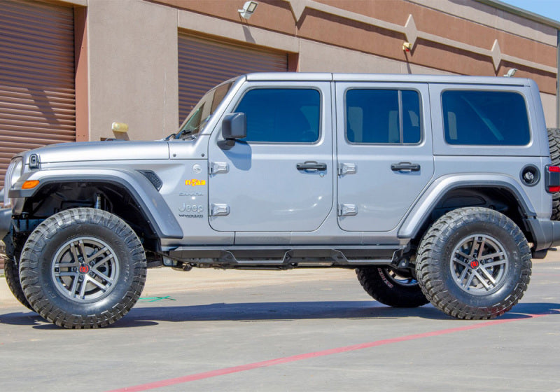 N-Fab Predator Pro Step System 2018 Jeep Wrangler JL 4 Door SUV - Tex. Black N-Fab Nerf Bars  AXOPROS