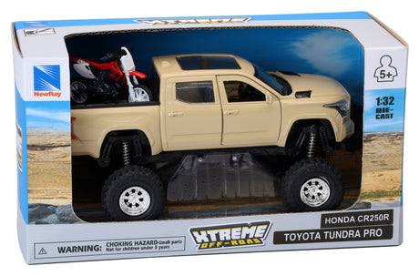 New Ray Toys Toyota Tundra Pro Lifted Truck Mud Bath with Honda Dirt Bike 1:32 Scale New Ray Toys Toys  AXOPROS
