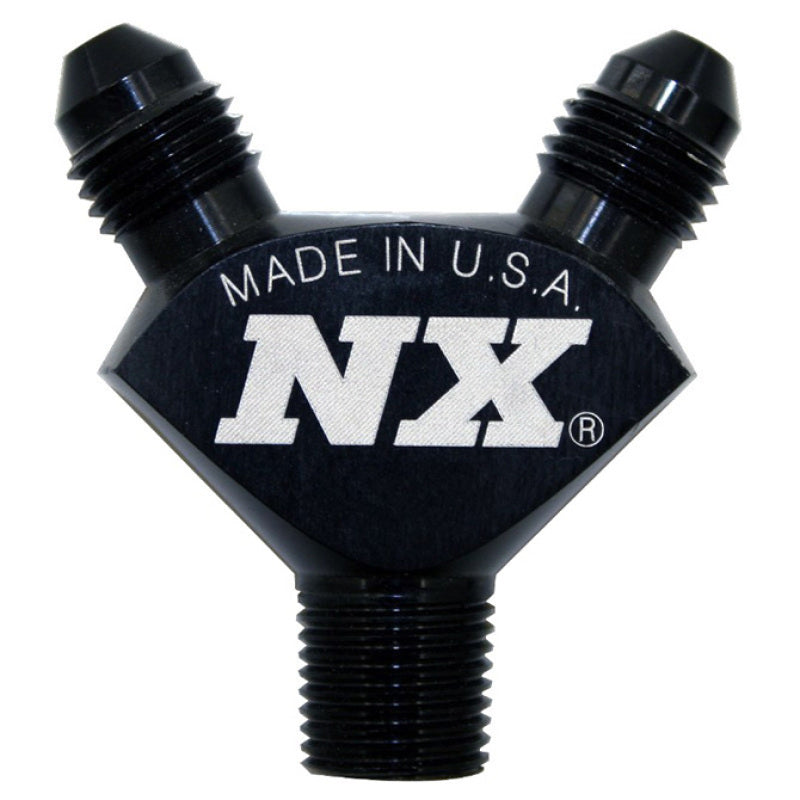 Nitrous Express 1/8NPT x 3AN x 3AN Billet Pure-Flo Y Fitting - Black Nitrous Express Fittings  AXOPROS