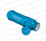 NRG 700 Series M12 X 1.25 Steel Lug Nut w/Dust Cap Cover Set 21 Pc w/Locks & Lock Socket - Blue NRG Lug Nuts  AXOPROS