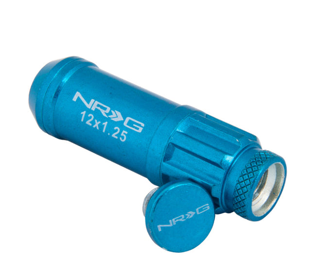 NRG 700 Series M12 X 1.25 Steel Lug Nut w/Dust Cap Cover Set 21 Pc w/Locks & Lock Socket - Blue NRG Lug Nuts  AXOPROS