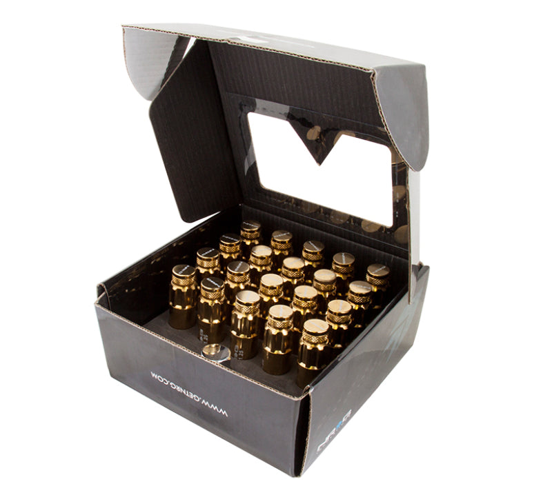 NRG 700 Series M12 X 1.5 Steel Lug Nut w/Dust Cap Cover Set 21 Pc w/Locks & Socket - Chrome Gold NRG Lug Nuts  AXOPROS