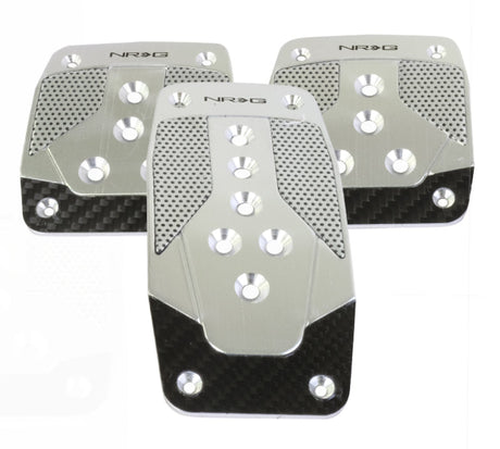 NRG Aluminum Sport Pedal M/T - Silver w/Black Carbon NRG Pedal Covers  AXOPROS