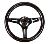NRG Classic Wood Grain Steering Wheel (310mm) Black w/Black Chrome 3-Spoke Center NRG Steering Wheels  AXOPROS