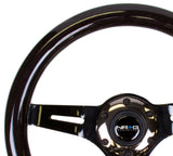 NRG Classic Wood Grain Steering Wheel (310mm) Black w/Black Chrome 3-Spoke Center NRG Steering Wheels  AXOPROS