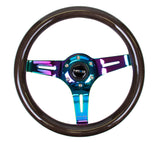 NRG Classic Wood Grain Steering Wheel (310mm) Black w/Neochrome 3-Spoke Center NRG Steering Wheels  AXOPROS