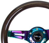 NRG Classic Wood Grain Steering Wheel (310mm) Black w/Neochrome 3-Spoke Center NRG Steering Wheels  AXOPROS