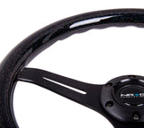 NRG Classic Wood Grain Steering Wheel (350mm) Black Sparkled Grip w/Black 3-Spoke Center NRG Steering Wheels  AXOPROS