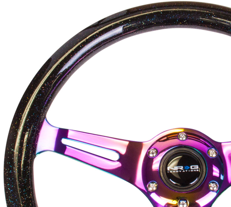NRG Classic Wood Grain Steering Wheel (350mm) Black Sparkle/Galaxy Color w/Neochrome 3-Spoke NRG Steering Wheels  AXOPROS